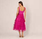 Sleeveless Square Neck Tiered Lace Midi Dress In Electric Passion 5