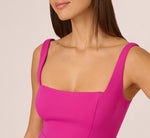 Sleeveless Square Neck Tiered Lace Midi Dress In Electric Passion 4