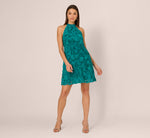 Soutache Embroidered Trapeze Dress In Teal Lagoon 8