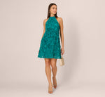 Soutache Embroidered Trapeze Dress In Teal Lagoon 2