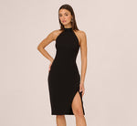 Beaded Detail Halter Midi Sheath Dress In Black 2