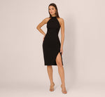 Beaded Detail Halter Midi Sheath Dress In Black 7