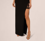 Lace Panel Cutout Halter Gown In Black 4