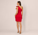 One Shoulder Satin Bow Cocktail Dress In Hot Pepper 6