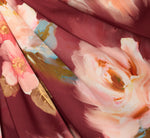 Floral Satin Twist Waist Halter Gown In Brown Multi 7