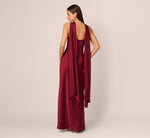 Strapless Scarf Chain Satin Dress In Crimson Haze 5
