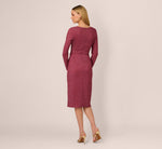 Long Sleeve Metallic Knit Midi Cocktail Dress In Crimson Haze 6