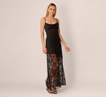 Sleeveless Satin Lace Maxi Gown In Black 2
