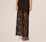 Sleeveless Satin Lace Maxi Gown In Black 3