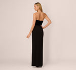 Strapless Velvet Jersey Combo Gown In Black 5