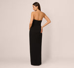 Strapless Plunge Color Block Gown In Black Ivory 6