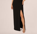 Strapless Plunge Color Block Gown In Black Ivory 4