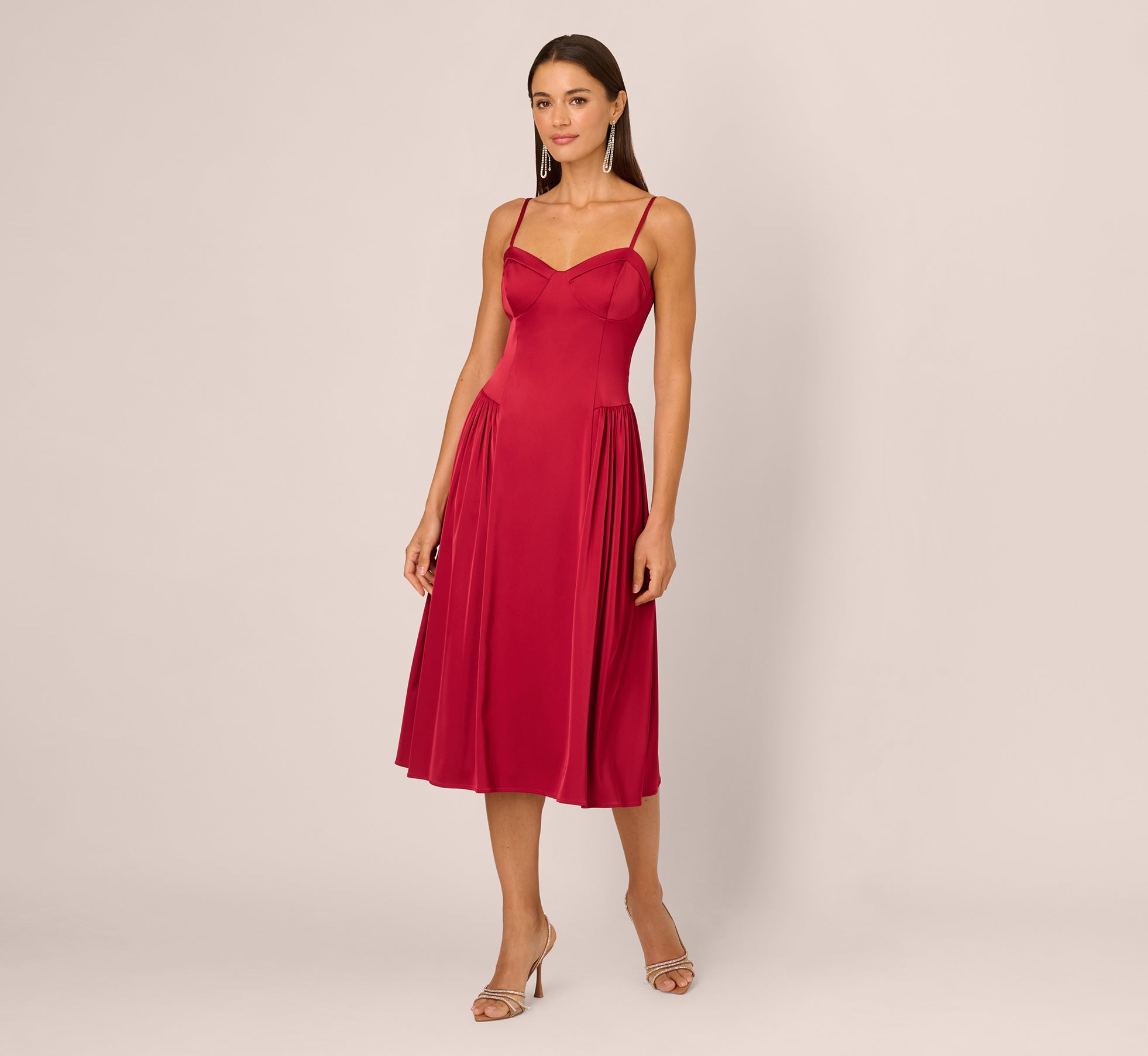 open lace back dress Miss Circle Women Nessa Red Lace Satin Corset Maxi Dress main image 0