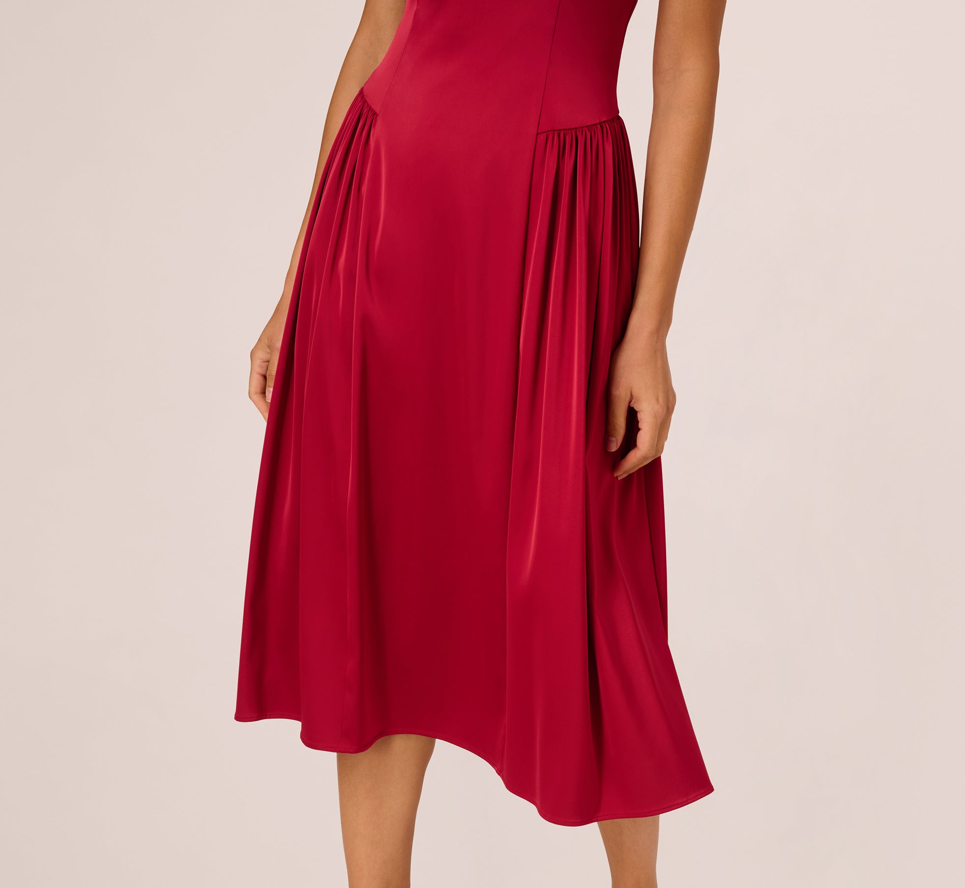 white christmas dresses Stretch Satin Corset Back Midi Dress In Matador Red
