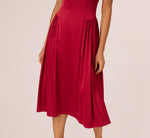 Stretch Satin Corset Back Midi Dress In Matador Red 4