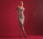 Strapless Sequin Midi Sheath Dress In Multi 1
