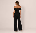 Off Shoulder Crepe Peplum Jumpsuit In Black 5
