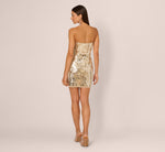 Strapless Mirror Sequin Mini Cocktail Dress In Light Gold 6