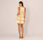Metallic Jacquard Flounce Mini Dress In Light Gold 6