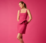 Sleeveless Rosette Peplum Mini Dress In Dahlia Dusk 1