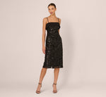 Faux Leather Cut Lace Midi Sheath Dress In Black 2