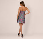 Strapless Metallic Floral Jacquard Mini Dress In Pink Blue Multi 5