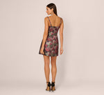 Sleeveless Metallic Jacquard Cocktail Dress In Red Multi 6