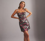 Sleeveless Metallic Jacquard Cocktail Dress In Red Multi 1