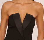 Strapless Tuxedo Mini Cocktail Dress In Black 3
