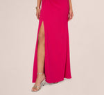 Gathered Stretch Crepe Halter Gown In Bright Rose 4