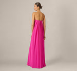 Strapless Chiffon Trapeze Gown In Pink Flame 5
