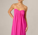 Strapless Chiffon Trapeze Gown In Pink Flame 3