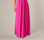 Strapless Chiffon Trapeze Gown In Pink Flame 4