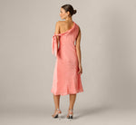 Draped Shoulder Butterfly Jacquard Midi Dress In Coastal Sun 5