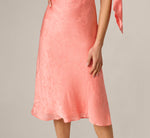 Draped Shoulder Butterfly Jacquard Midi Dress In Coastal Sun 4