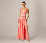 Drop Waist Butterfly Jacquard Gown In Coastal Sun 2