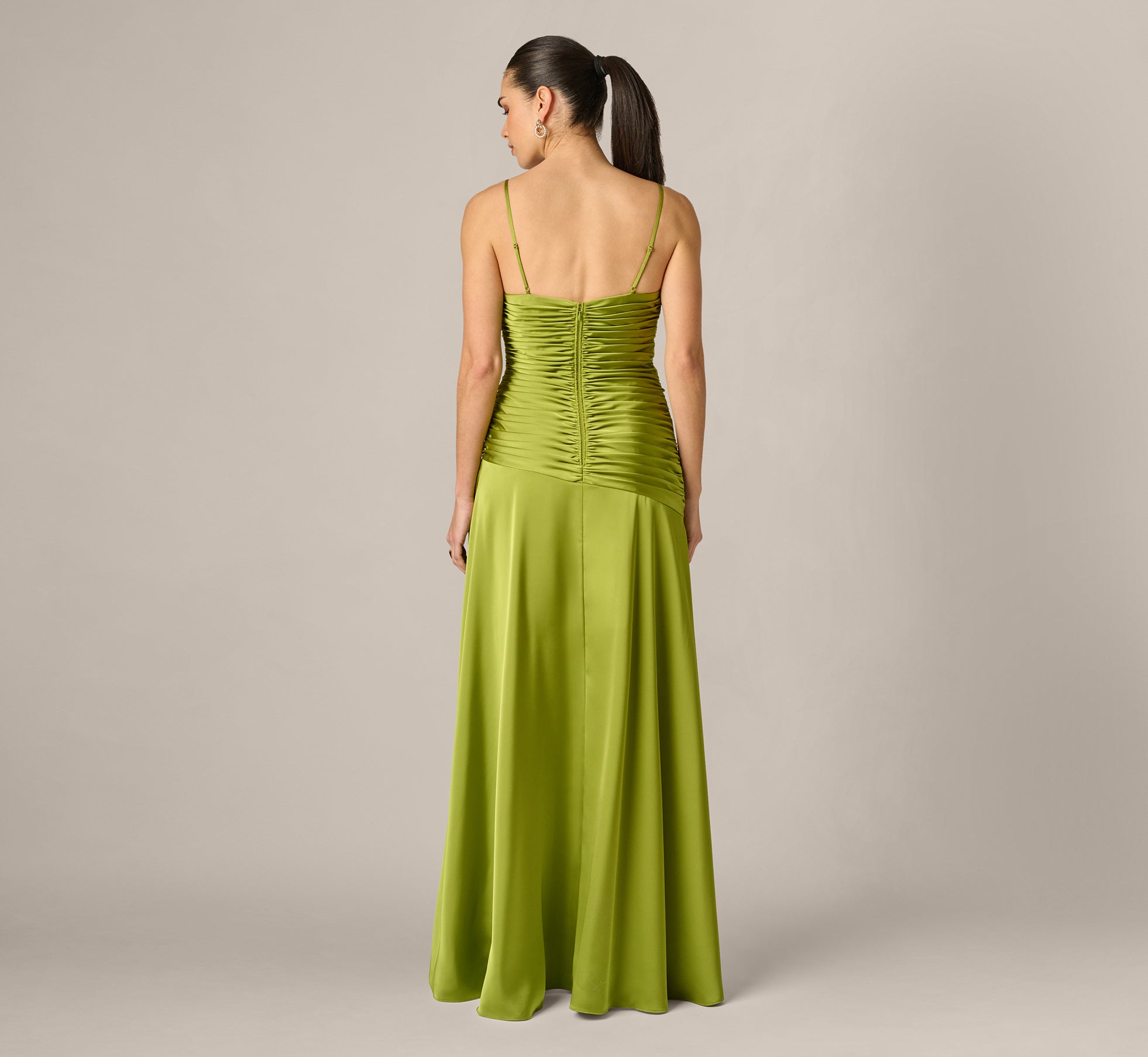 halter wedding guest dress Olive Green Bow Back Halter Neck Dress