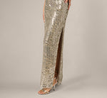 Plunge Neck Mirror Beaded Gown In Silver 4