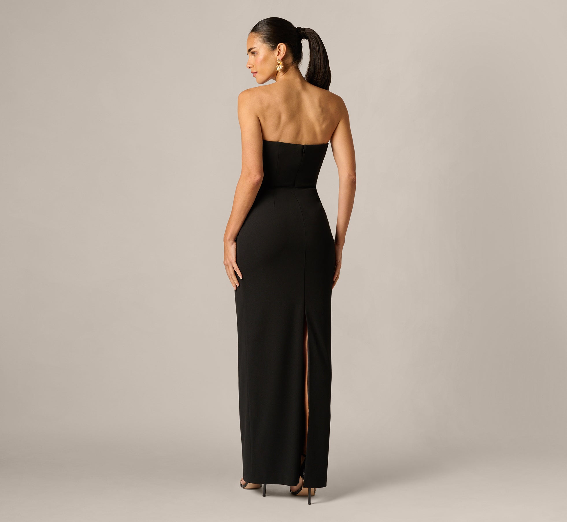 Adrianna Women's Knit Strapless Ball Gown - Black Multi