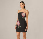 Strapless Lotus Floral Mini Dress In Black Multi 2