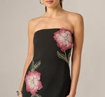 Strapless Lotus Floral Mini Dress In Black Multi 3