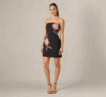Strapless Lotus Floral Mini Dress In Black Multi 7