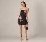 Strapless Lotus Floral Mini Dress In Black Multi 1