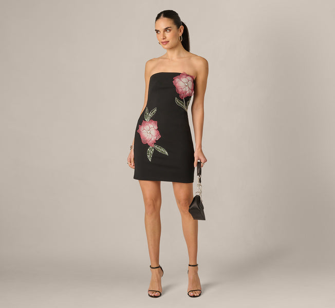 Strapless Lotus Floral Mini Dress In Black Multi, Black Multi / Regular / 0