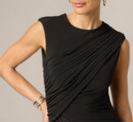Stretch Jersey Asymmetrical Draped Mini Dress In Black 3