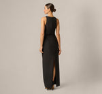 Blouson Lace Trim Plunge Gown In Black 5