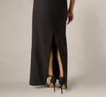 Blouson Lace Trim Plunge Gown In Black 4