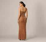 Sequin Knit Cowl Neck Gown In Rose Gold 5