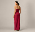 Strapless Crossover Notch Neck Stretch Gown In Wine 5