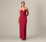 Strapless Crossover Notch Neck Stretch Gown In Wine 2
